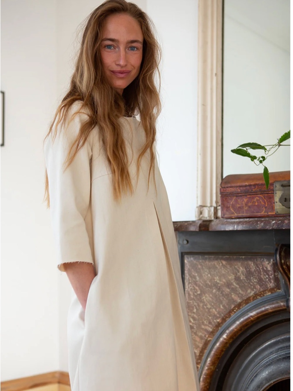 Erica Tanov RYE COTTON CANVAS DRESS in eggplant size 1 (small) - Picture 8 of 9
